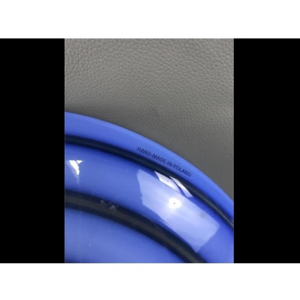 Handmade Poland Art Glass Centerpiece Bowl Cobalt Periwinkle Blue Spiral Swirl - Picture 3 of 4